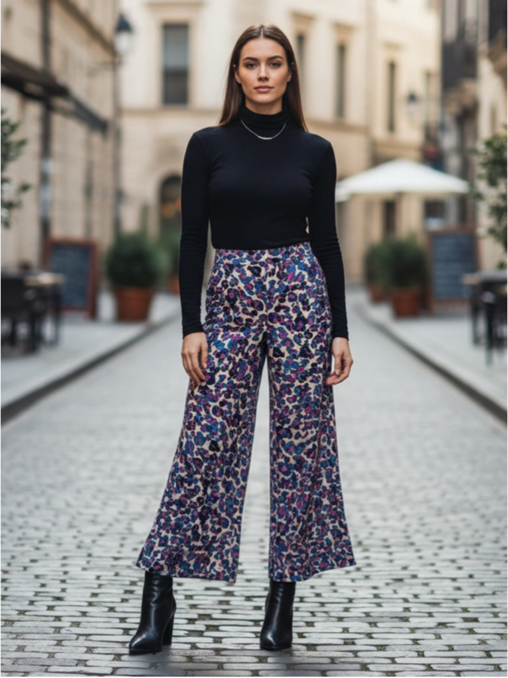 Chloe Oliver by Anthropologie Risa Leo Wide Leg Pants Size L (last one) NWT